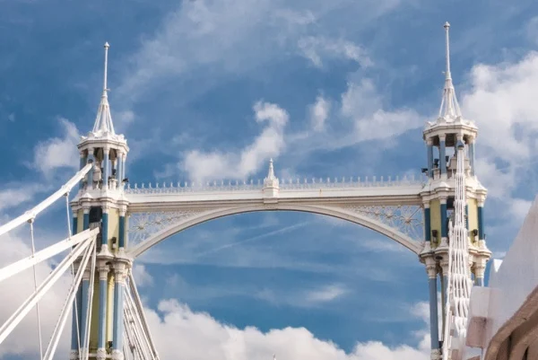 Albert Bridge closure London showing detailed Victorian towers and suspension structure
