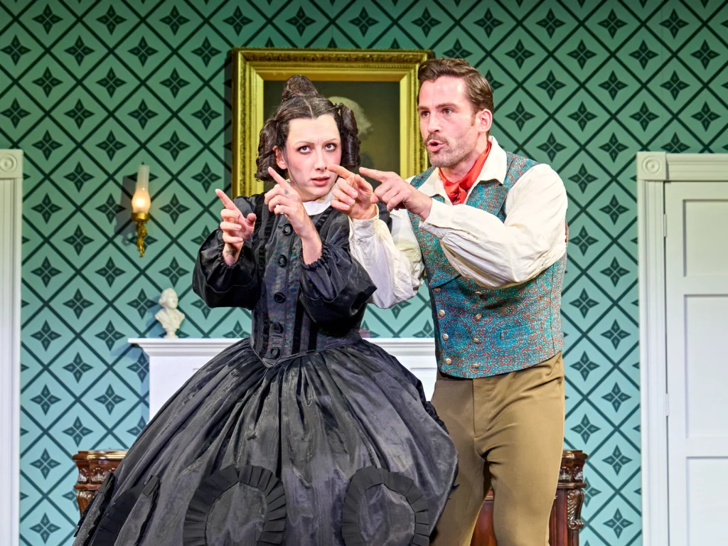 OH, MARY! Mason Alexander Park (Mary Todd Lincoln) and Dino Fetscher (Mary's Teacher). Photo by Manuel Harlan copy