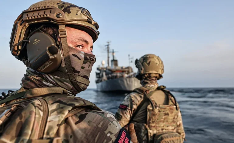 UK shadow fleet vessels interception by Royal Marines at sea