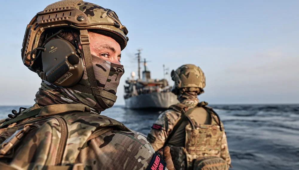 UK shadow fleet vessels interception by Royal Marines at sea