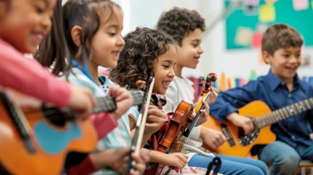 south London music school children learning instruments in early years music class