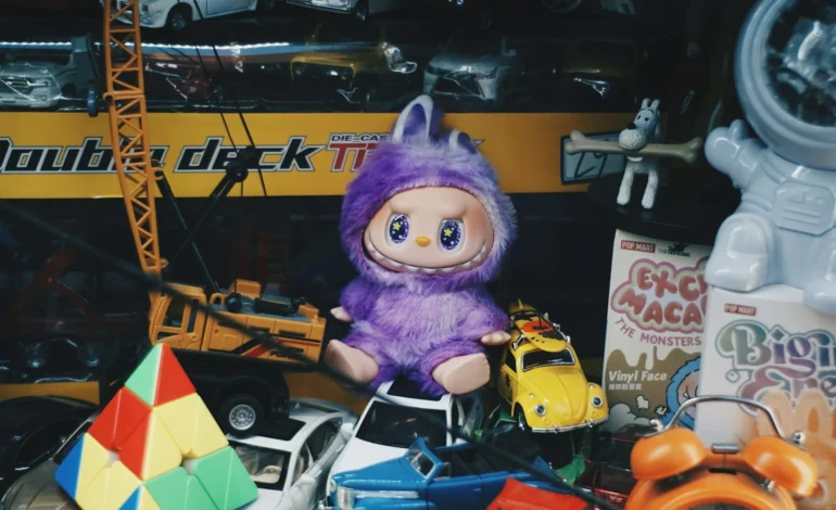 webp purple labubu surrounded by other toys