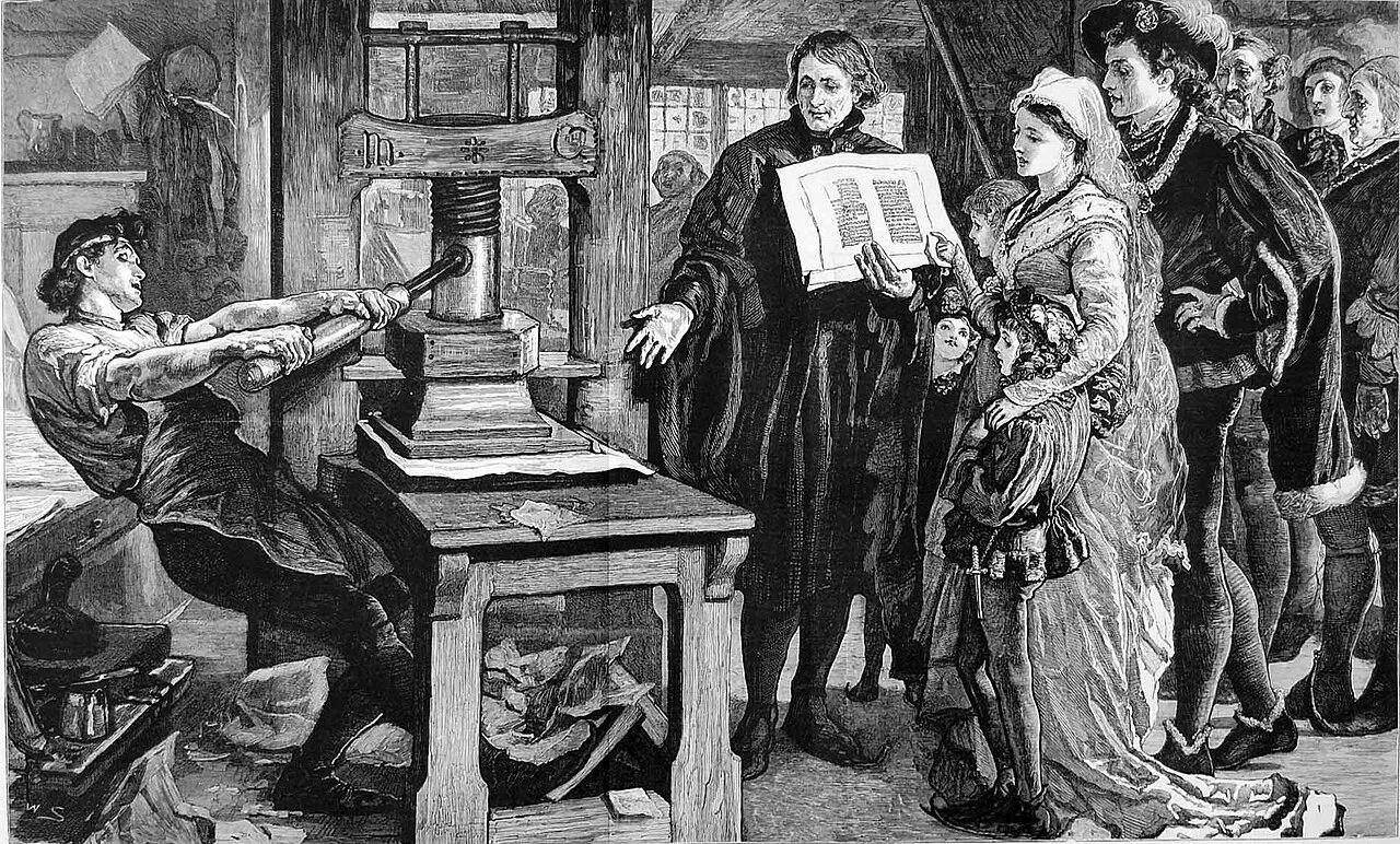 william caxton printing london early printing press workshop scene