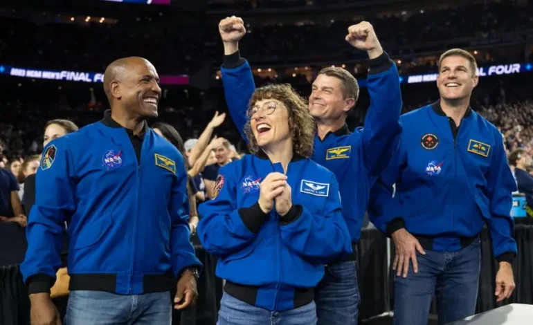 Artemis II crew astronauts celebrating ahead of lunar orbit mission marking return to Moon exploration