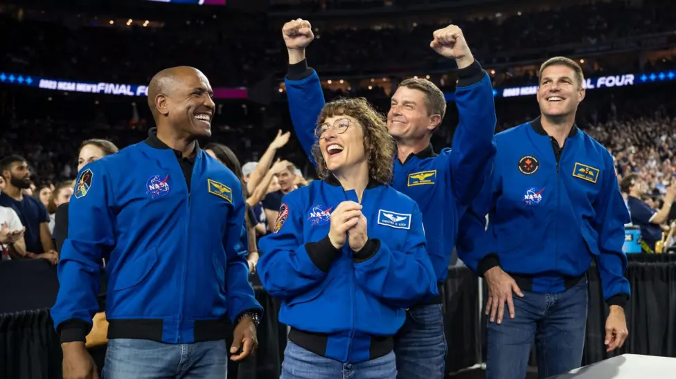 Artemis II crew astronauts celebrating ahead of lunar orbit mission marking return to Moon exploration