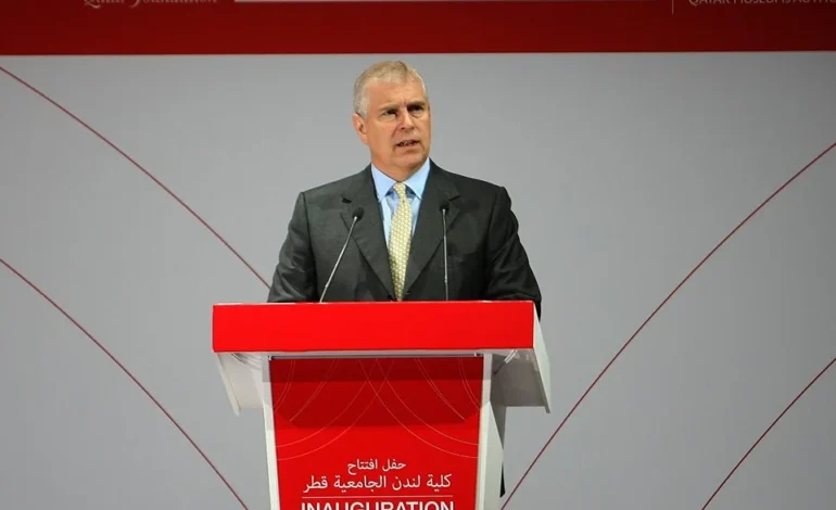 Freedom of the City of London Andrew Mountbatten Windsor speaking at public event podium