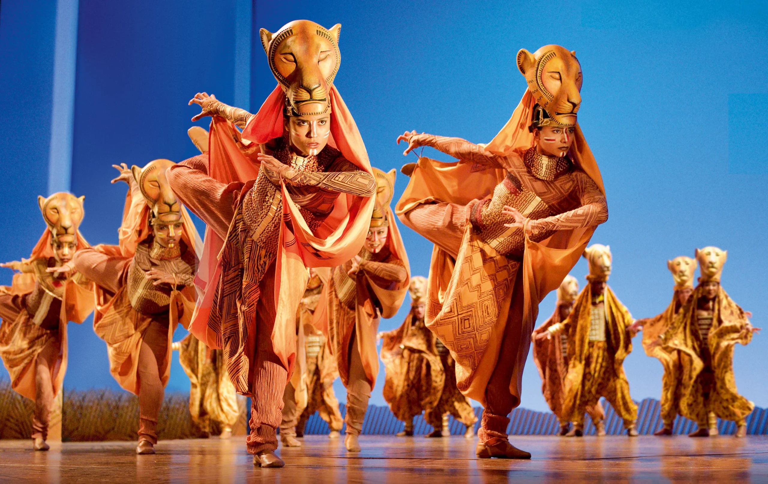 Hercules and The Lion King London theatre cast performing Circle of Life scene at Lyceum Theatre. Photo by Deen van Meer