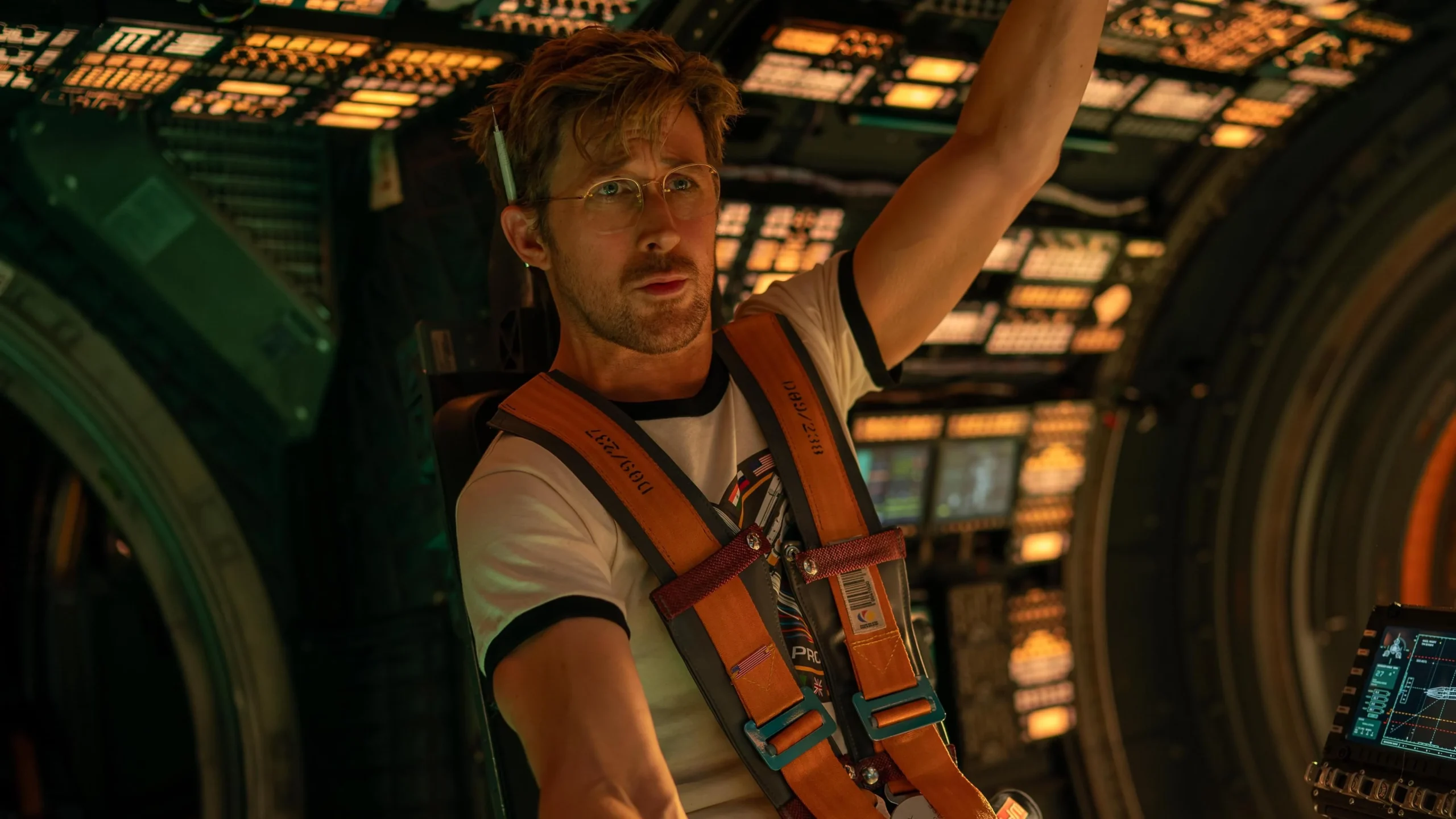 Project Hail Mary film Ryan Gosling as Ryland Grace inside spacecraft cockpit