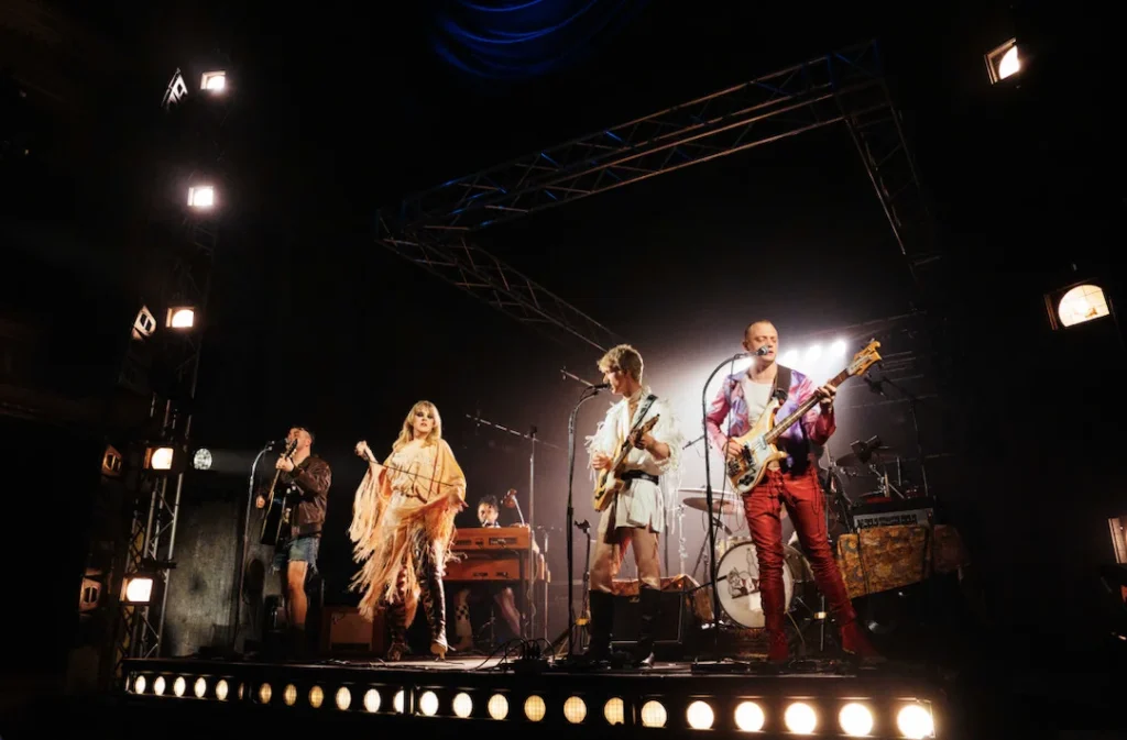 Rebecca Lucy Taylor and the cast perform live on stage in Teeth ’n’ Smiles at the Duke of York’s Theatre, London.