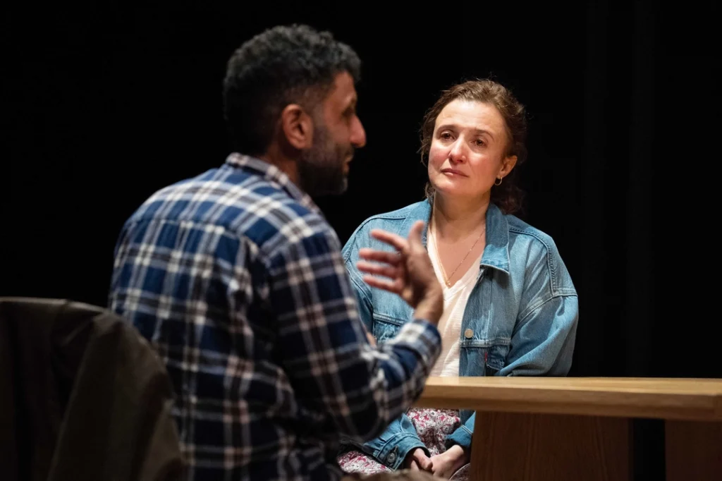 Adeel Akhtar and Lyndsey Marshal in Mass at the Donmar Warehouse, where Fran Kranz’s play confronts grief, guilt and forgiveness with devastating emotional force.