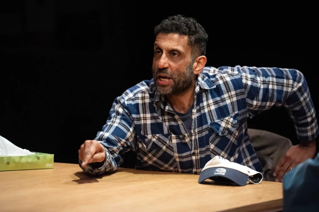 Adeel Akhtar delivers a performance of simmering anger and emotional exhaustion in Mass at the Donmar Warehouse.