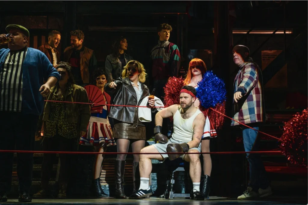 Billy Roberts as Don (centre) and the cast of Kinky Boots at the London Coliseum. Image Credit Matt Crockett