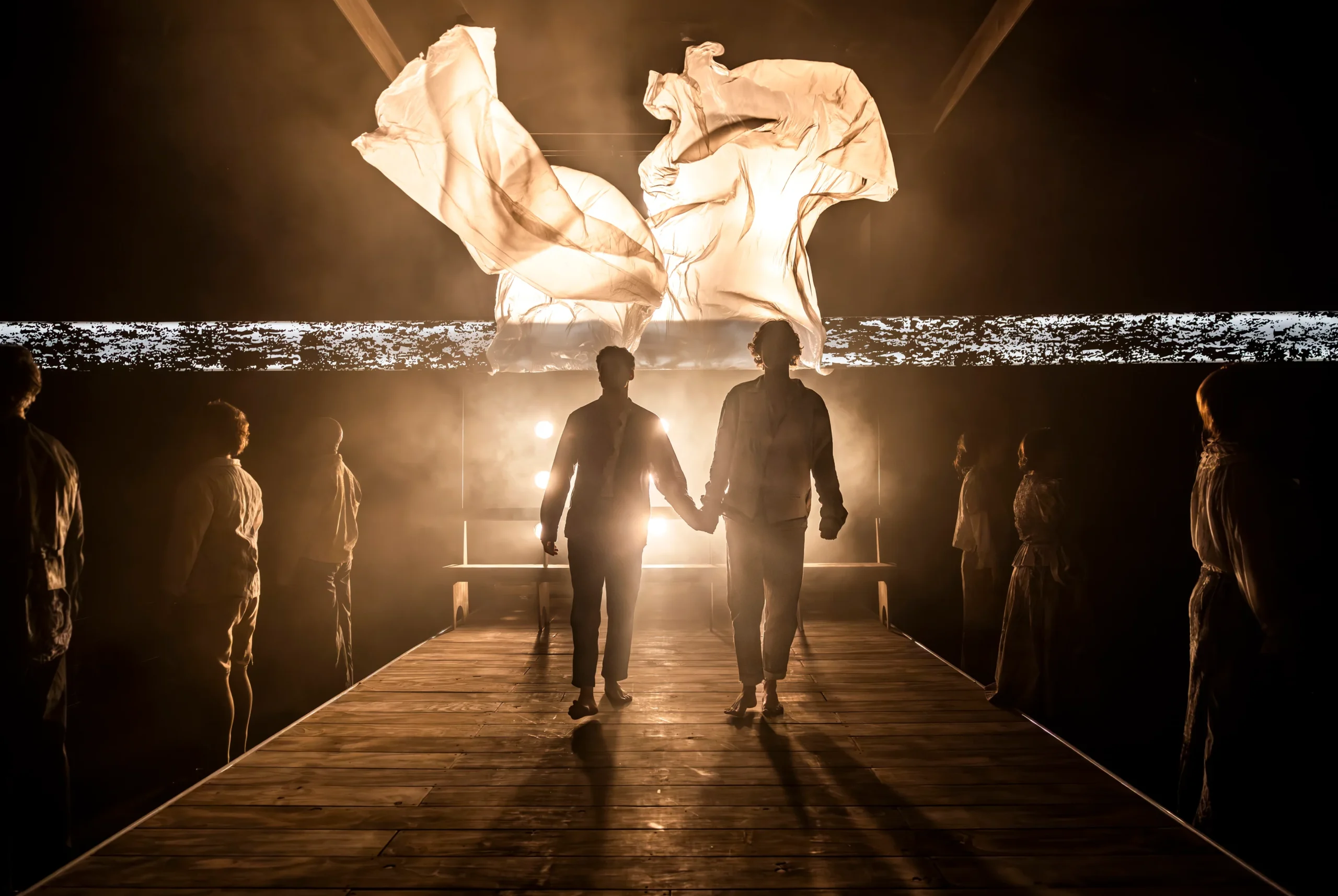 Daniel Krikler and Jordan Luke Gage as Richard and William, walking hand in hand toward the light in our Redcliffe musical review