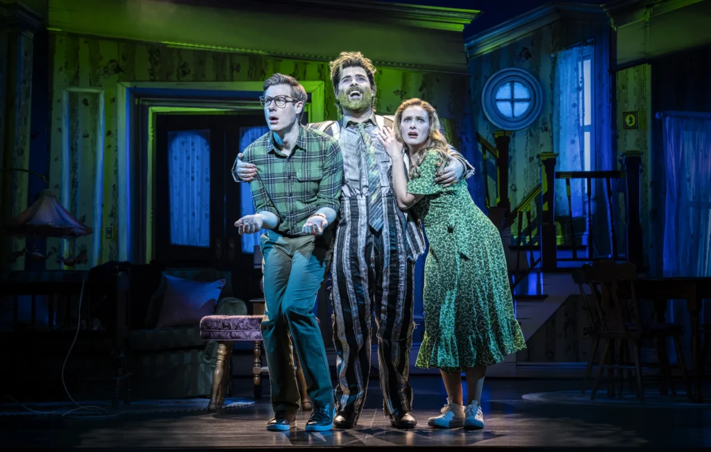 David Hunter and Chelsea Halfpenny's newly dead Maitlands, caught somewhere between horrified and resigned, with David Fynn's Beetlejuice very much enjoying himself.