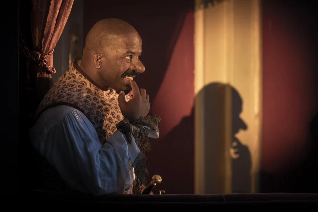 Adrian Lester (Cyrano) in Cyrano de Bergerac (Royal Shakespeare Company) at the Noël Coward Theatre. Photo © Marc Brenner.
