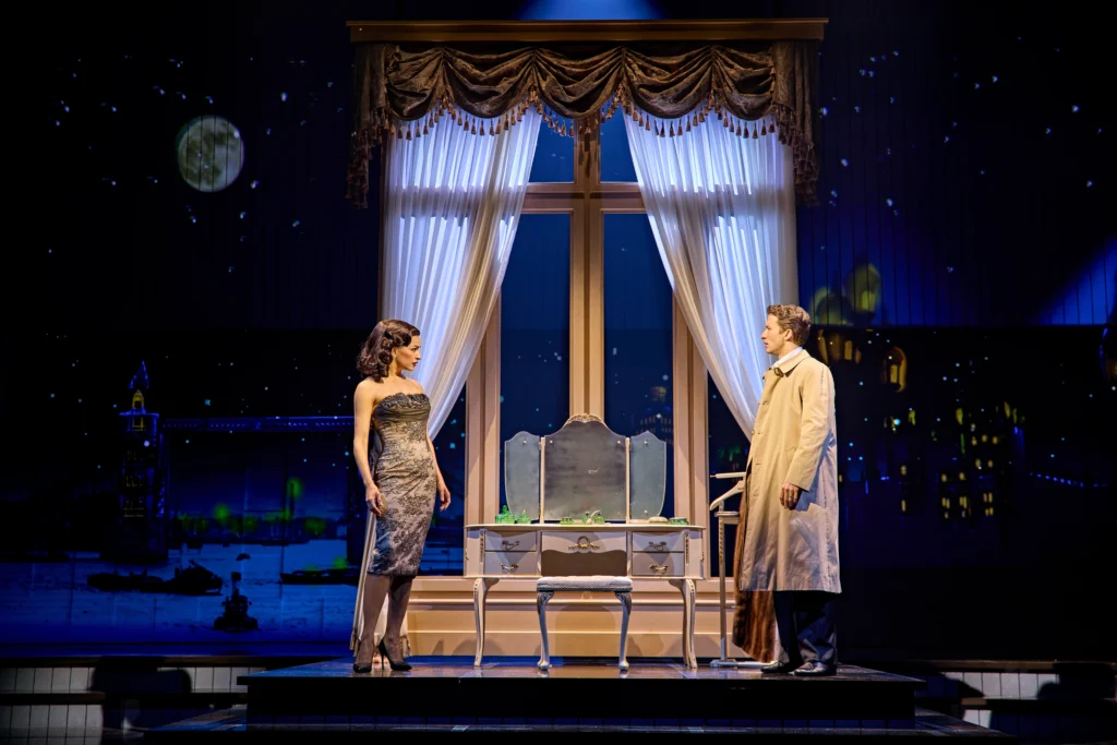 Harper Jackson as Sinatra with Ana Villafañe as Ava Gardner, the relationship the production handles most honestly [Image Credit Brinkhoff Mögenburg]