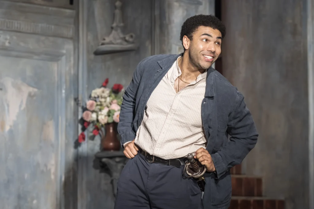 Levi Brown (Christian de Neuvillette) in Cyrano de Bergerac (Royal Shakespeare Company) at the Noël Coward Theatre. Photo © Marc Brenner