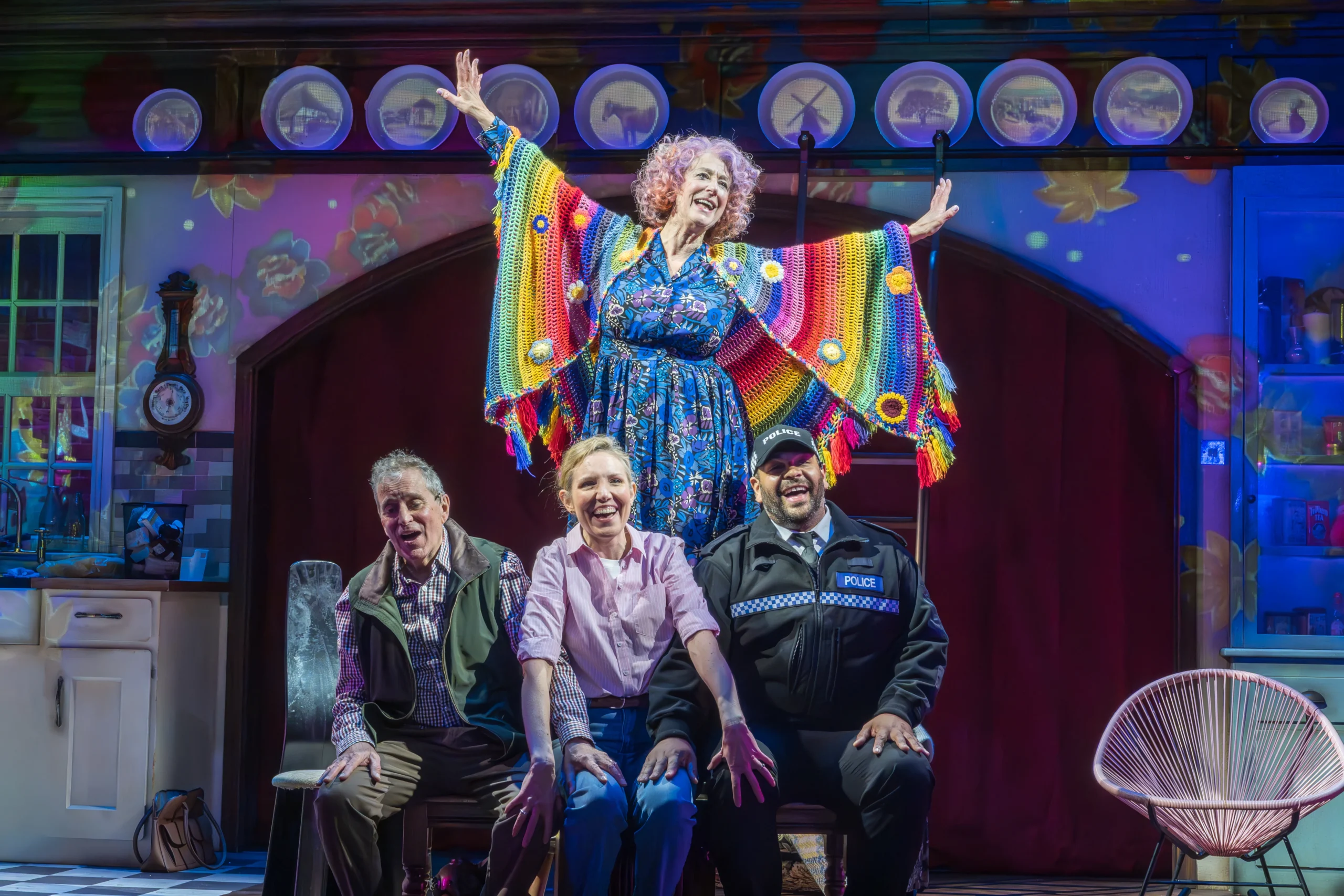 Maureen Lipman as Allegra with the cast at the Harold Pinter Theatre