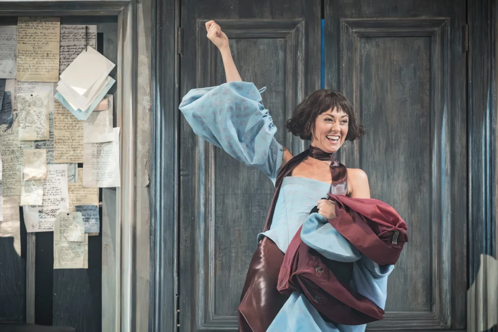 Susannah Fielding (Roxane) in Cyrano de Bergerac (Royal Shakespeare Company) at the Noël Coward Theatre. Photo © Marc Brenner.