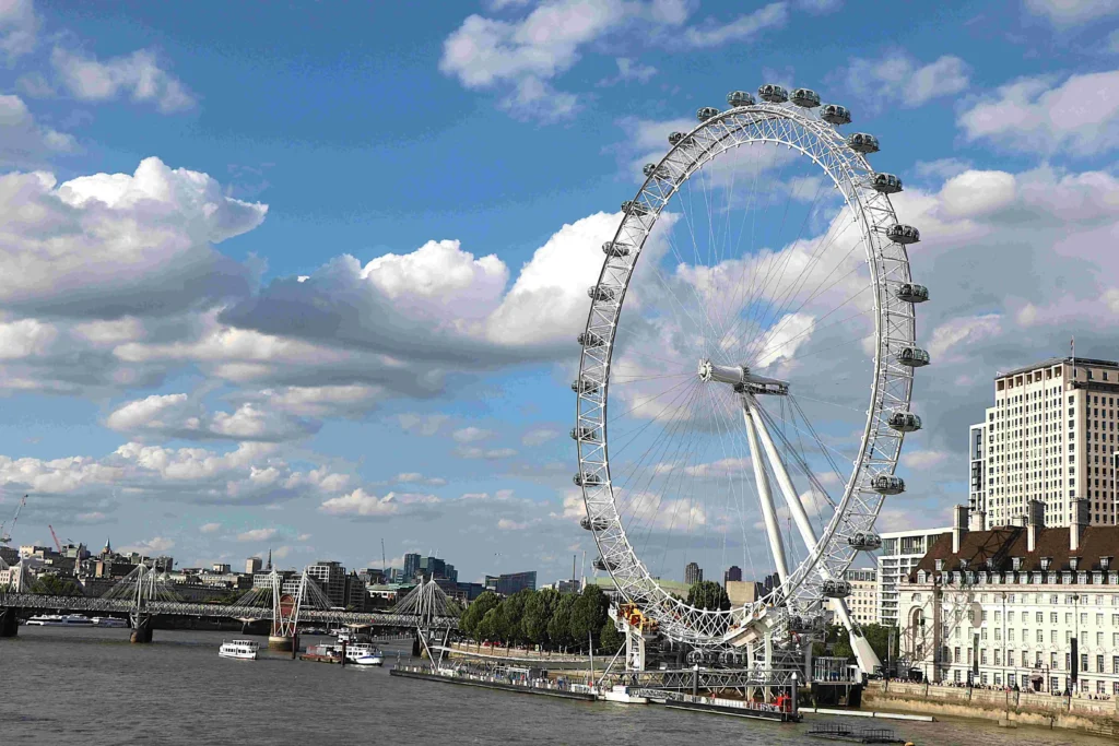 The London Eye from Westminster Bridge, one of the landmarks that earns its place on every tour of the capital.