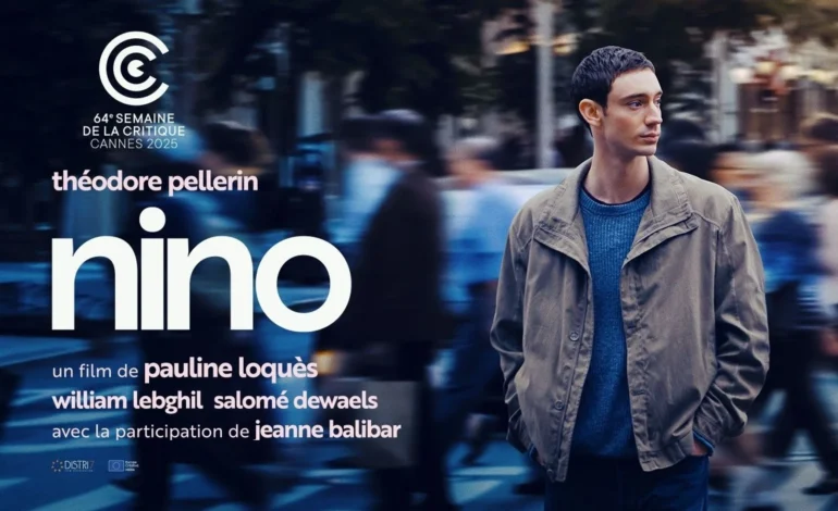 Nino Loquès film poster with Théodore Pellerin walking through Paris