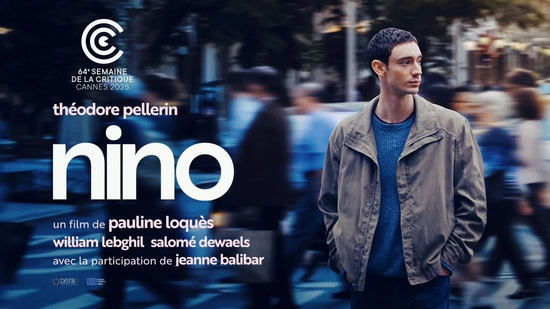Nino Loquès film poster with Théodore Pellerin walking through Paris