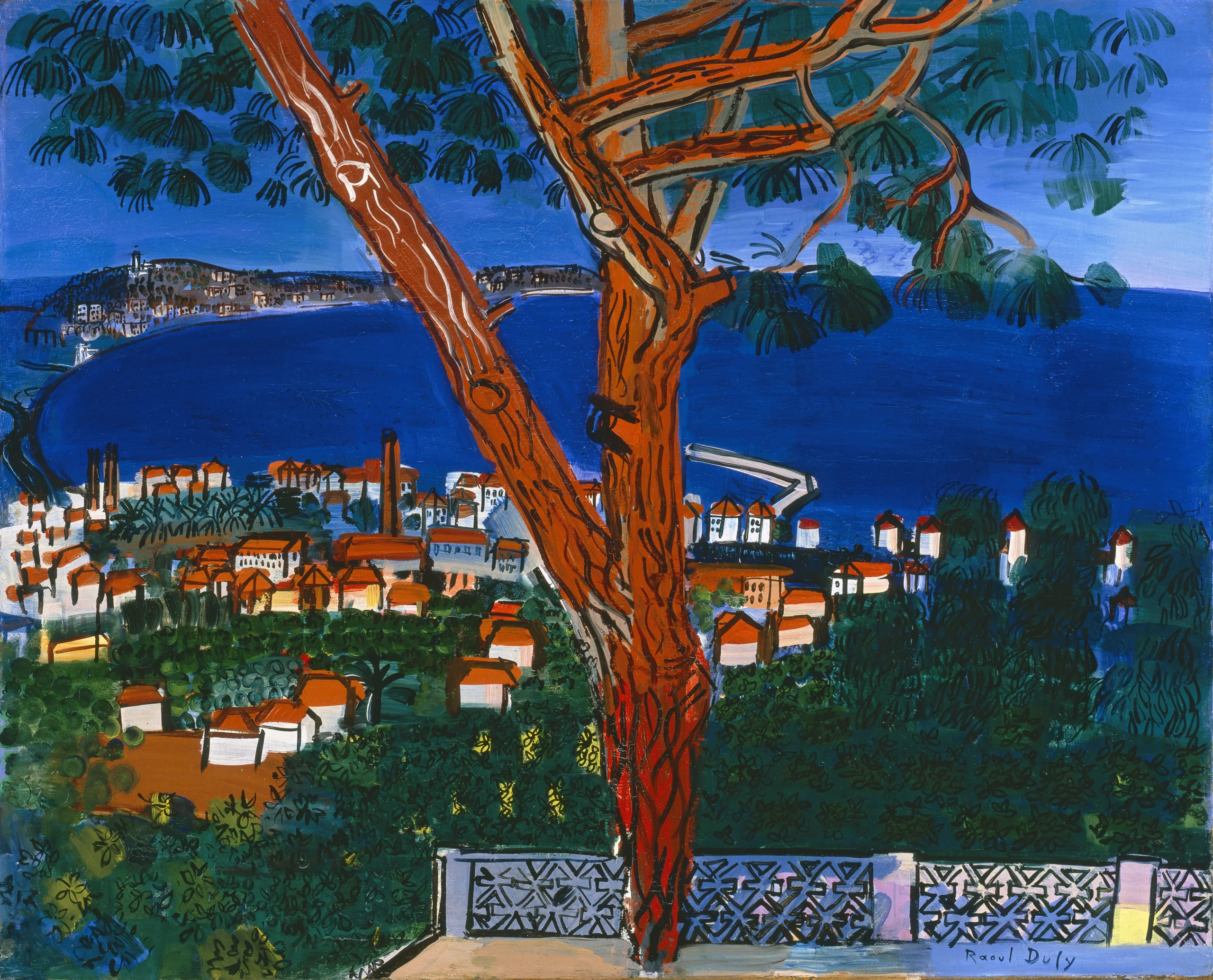 Raoul Dufy's Golfe Juan, 1927, a pine tree framing the blue bay of the French Riviera